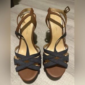 Jessica Simpson Brown and Black Strappy Sandals